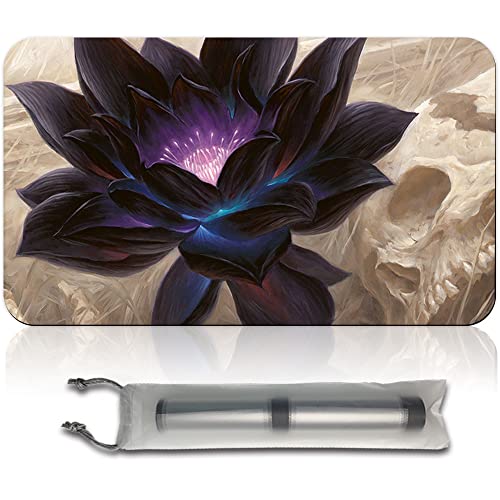 Four leaves 20220823 Board Game MTG Play Mats and Free Waterproof Bag, TCG Card Game Table Mat, Size 60 x 35 cm, Mouse Mat, Compatible with MTG, TCG (Black Lotus)