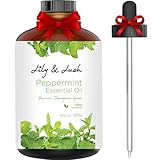 Lily & Lush XL Essential Aromatherapy Peppermint Oil (Large 4 fl oz Bottle) w/Glass Dropper - Undiluted Therapeutic Grade