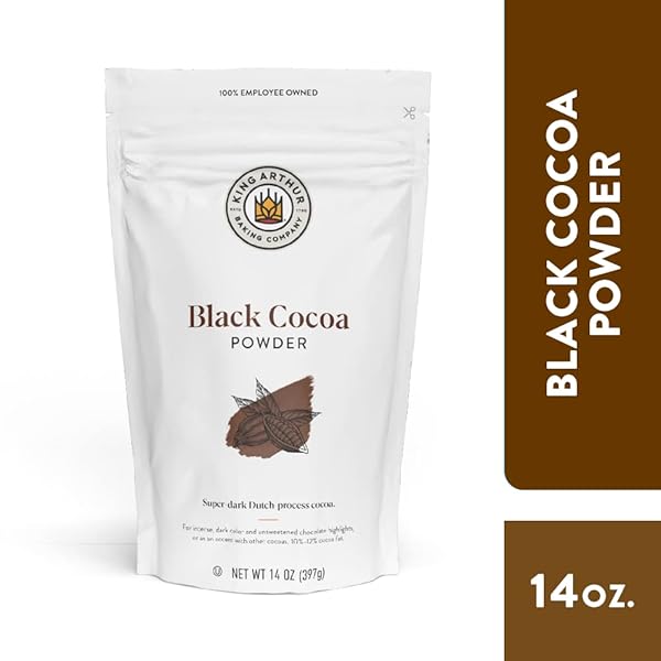 KING ARTHUR BLACK COCOA: DUTCH PROCESSED COCOA POWDER FOR BAKING – INTENSE DARK CHOCOLATE FLAVOR, UNSWEETENED, PERFECT FOR CAKES, COOKIES & FROSTING – 14 OZ RESEALABLE BAG