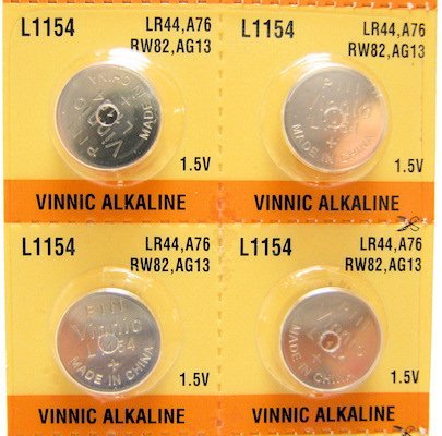 4 X Vinnic Ag13 Lr44 A76 1.5V Alkaline Batteries