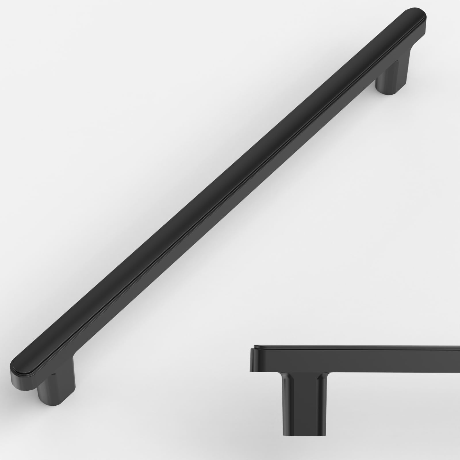 Photo 1 of Amerdeco 10 Pack Matte Black Cabinet Pulls 10 Inch(256mm) Hole Center Drawer Pulls Cabinet Hardware Kitchen Cabinet Handles for Bathroom Dresser Pulls ZH0065