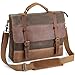 Laptop Messenger Bags 13.5 Inch, Tocode Water Resistant Vintage Canvas Leather Shoulder Crossbody Bag, Durable Computer Bags Business Briefcases Satchel Bag Sling Work Bags for Men and Women, Coffee