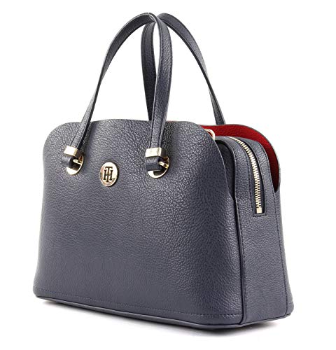 Tommy-Hilfiger-Damen-Handtasche-Tasche-Henkeltasche-TH-Core-M-Satchel-Blau