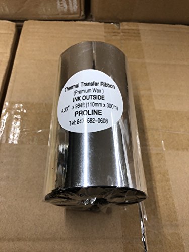 BESTeck Thermal Transfer Ribbon - Premium Resin-Enhanced Wax - 4.33" x 984" (110mmx300mm) Ink Outside for Zebra Datamax Sato TT Printers (1 Roll)
