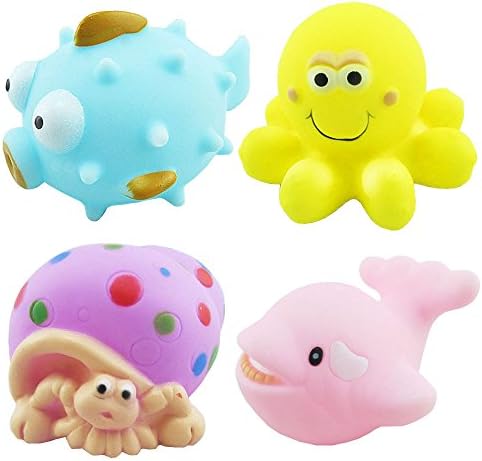 Sexy Tide Bath Toys 4 Pack Ocean Animals With Sound Water Bathtub Float Toy for Baby,Toddlers, Kids Shower Fun Bath