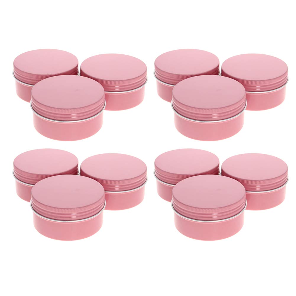 Othmro 12pcs Aluminium Tin Jars, 2.7oz Small Containers Tins with Screw Lids, Empty Can Travel Tins for Candles, Cosmetic, Soap Pink (80ml/2.7oz)