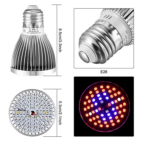 Full Spectrum E26 LED Grow Light Bulb, 60W Grow Plant Light for