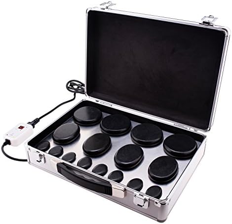 Hot Spa Massage Stone Warmer Kit with Temperature Controller & Car D/C Adapter - Uses Rapid Waterless Heating - Includes Stones (16pc) by SpaOasis
