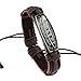 MORE FUN Vintage Metal Button Brown Braided Cord Cuff Bangle Adjustable Leather Bracelet