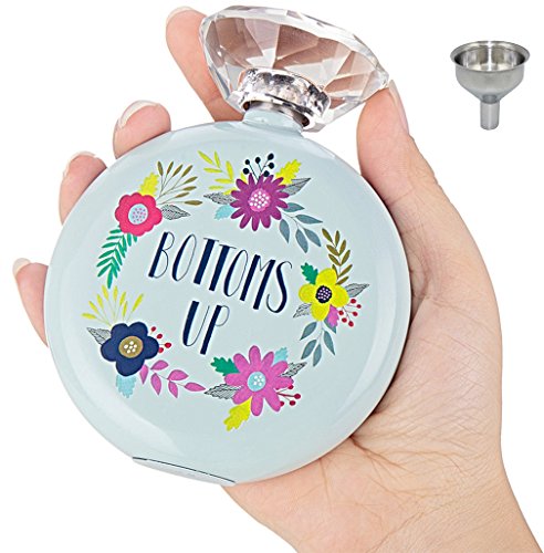 Flask For Women Hip Flask & Funnel Set With Crystal Lid Decorative Women's Flasks 5 oz