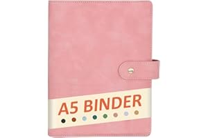 DONBAO A5 Binder 6 Ring Refillable Notebook Planner Journal Cover for A5 Planner Paper Inserts, PU Leather Loose Leaf Photocard Holder, Budget Binder Personal Organizer with Metal Buckle