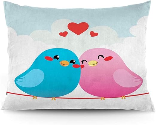 Amazon Com Gultmee Pillow Sham Colorful Two Lovely Birds Motif