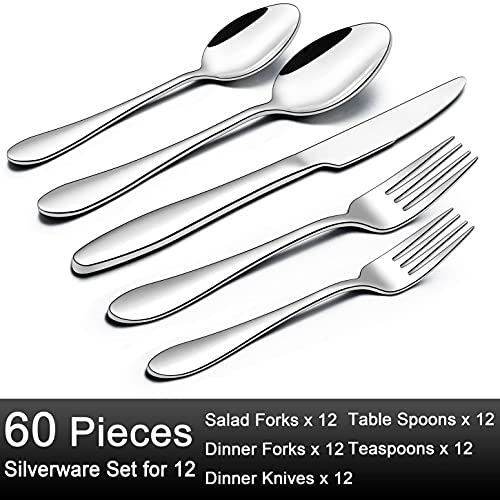 Homikit 60Piece Silverware Set, Stainless Steel Flatware Cutlery Set
