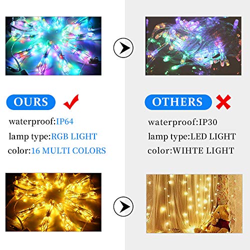 KJOY 16 Color Changing Rainbow Curtain Lights Backdrop Window String Lights, 310LED USB Remote Control Fairy Icicle Lights for Valentine\'s Day, Bedroom, Weddings, Party, Christmas Decor, Birthday