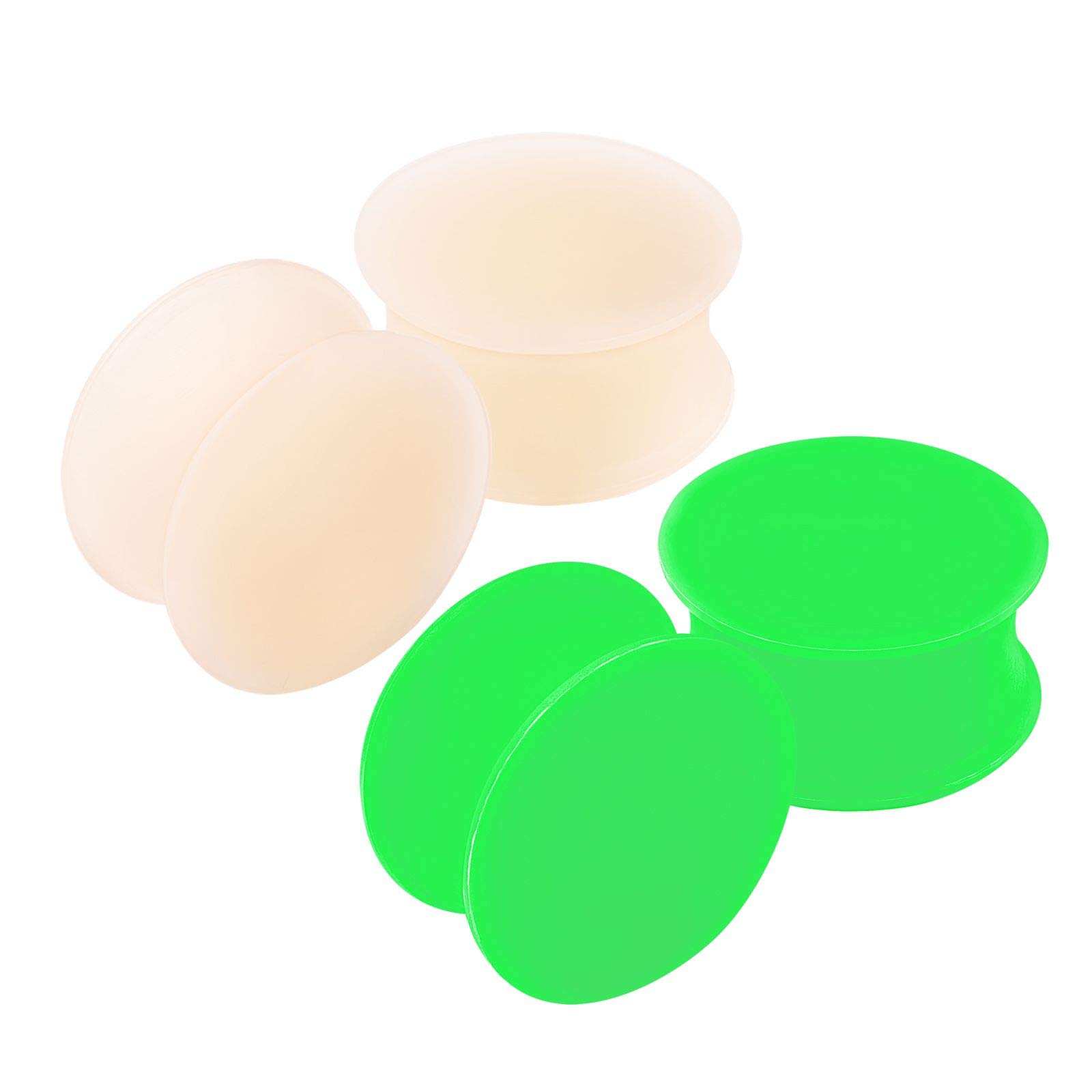 KJM FASHION 4 Pcs Silicone Double Flared Ear Stretcher Expander Green Silicone Silicone Ear Stretcher, Silicone