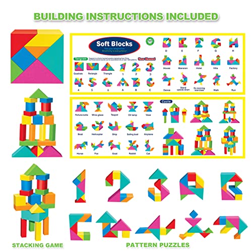 Foam Blocks for Toddlers, 138 Pieces EVA Soft Stacking Building Blocks