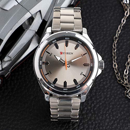 Curren 8320 - Reloj de pulsera para hombre, con manecillas luminosas, analógicas, cuarzo, color plateado - Imagen 3