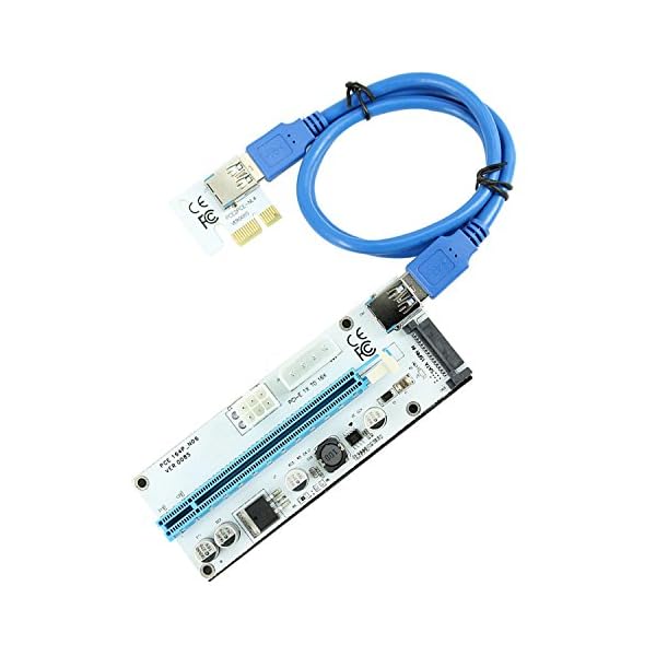 CFIKTE-VER-008S-PCI-E-Express-Cable-1X-TO-16X-Graphics-Extension-Ethereum-ETH-Mining-Powered-Riser-Adapter-Card-60cm-USB-30-Cable-4-Solid-Capacitors15pin-Male-to-6pin-Power-Slot-Connector-1-Pack