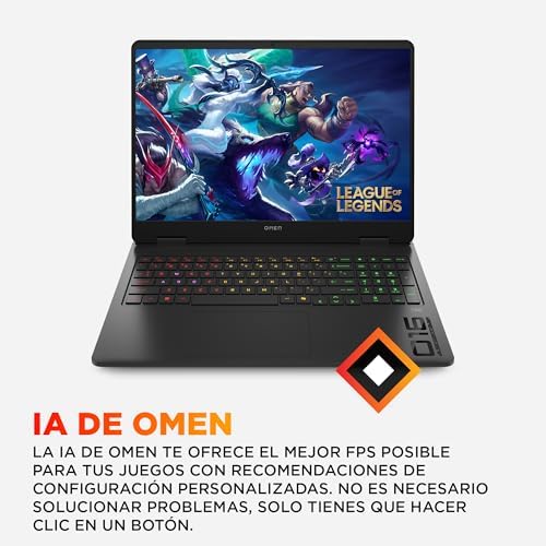OMEN 16-am0035ns - Ordenador portátil Gaming 16" 2K (Intel Core i9-14900HX, 32GB RAM, 1TB SSD, NVIDIA Geforce RTX 5070, FreeDos) Negro - Teclado QWERTY Español