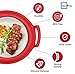 HerPro Microwave Plate Covers (2 Sets, Clear) & Plate Caddy (Red) Set | Anti-Splatter Guard, Lid with Steam Vents | Food Serving Tray | BPA Free and Dishwasher Safe | Microwaveable Kitchen Accessories