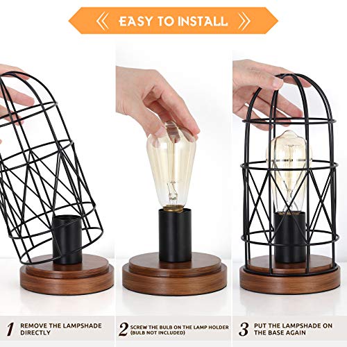 HAITRAL Industrial Table Lamp, E26 Edison Vintage Desk Lamp with Metal