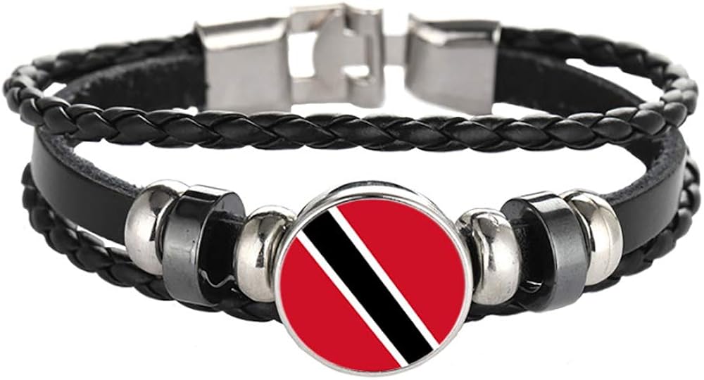 Trinidad and Tobago Flag Braided Bracelet Leather Chain