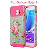 Galaxy Note 5 Case, Sophia Shop 2in1 Drop Protection Dual Layer Heavy Duty Hybrid Armor Rugged Hard Protective Case Cover For Samsung Galaxy Note 5/N9200 (Peony Rose Red)