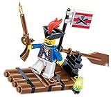 Pirates Raid Sea Predatory - 41 pcs pirate adventure raft pack armed with gun, flag and movable row paddle for a blast cruise with black hat Pirate - a must for children 6+ Compatible Bricks