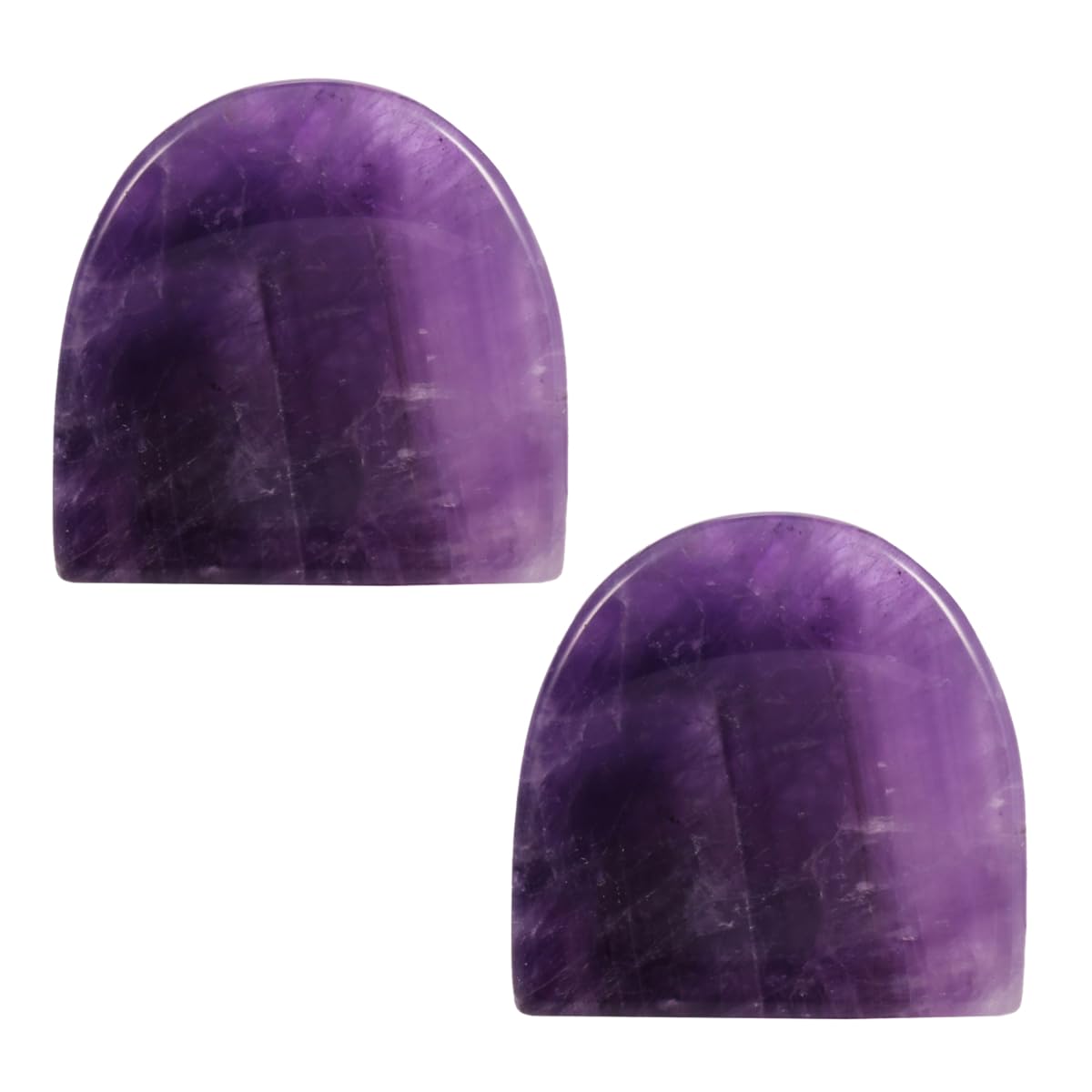 mookaitedecor Pack of 2 Natural Amethyst Crystal Thumb Worry Stones for Anxiety Stress Relief, Polished Semicircle Pocket Stones Palm Quartz Healing Crystal Gifts for Reiki Chakra Balancing