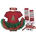 BabyPreg Baby Girls My First Christmas Santa Costume Party Dress 4PCS