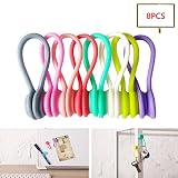 Lavince Magnetic Earphone Winder, 8PCS Magnetic Cord Winder Wrap for Headphones/Date USB Cable,Soft Silicone Earphone Cable Cord Organizer for iPhone/iPad/Samsung, Also Use as Bookmarks/Keychain