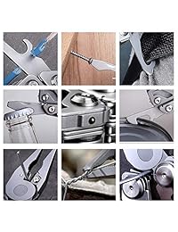 HUOHOU Multiherramienta, 15 en 1 Multi Purpose Pocket Plier Kit Herramienta multifunción de acero inoxidable con cortadores de alambre premium Abrebotellas de tijeras grandes y sierra para supervivencia, camping, caza (Plata)