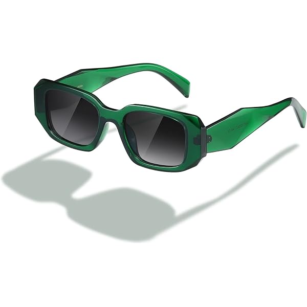 Trendy Rectangle Green Sunglasses Women Men Retro Square Fashion Shades Amazon.com: Laurinny Neon Green Sunglasses for Women Men  main image 2