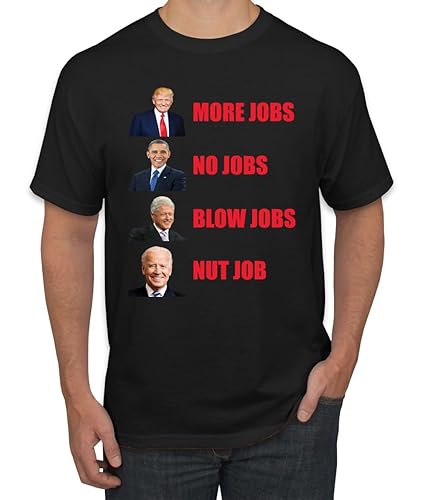 More Jobs No Jobs Blow Jobs Funny Trump Offensive Past Presidents Political  Men's T-Shirt, Black, Medium in Kenya | Whizz 9056987011
