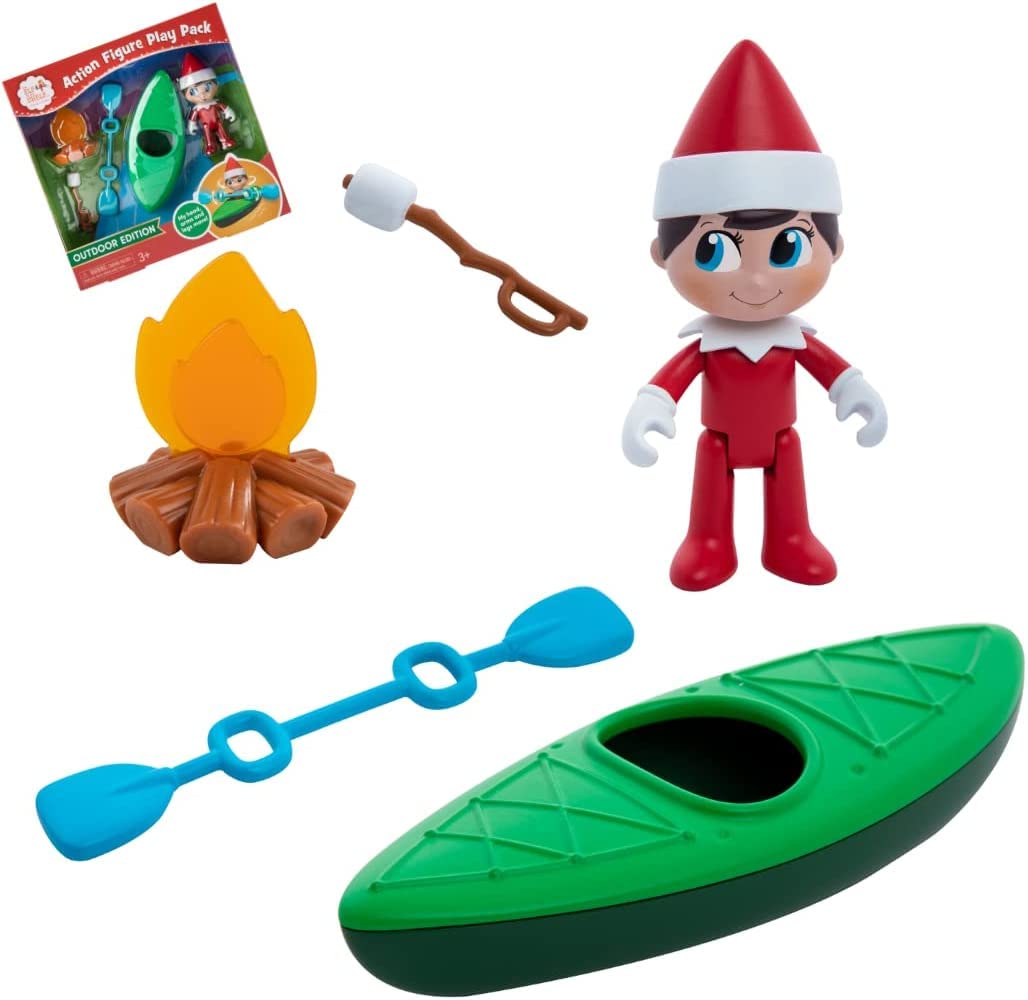 The Elf on the Shelf Action Figures - Camping Edition Articulated Elf Character with Canoe, Campfire & Marshmallow Stick Elf on the Shelf Accessories for Imaginative Play