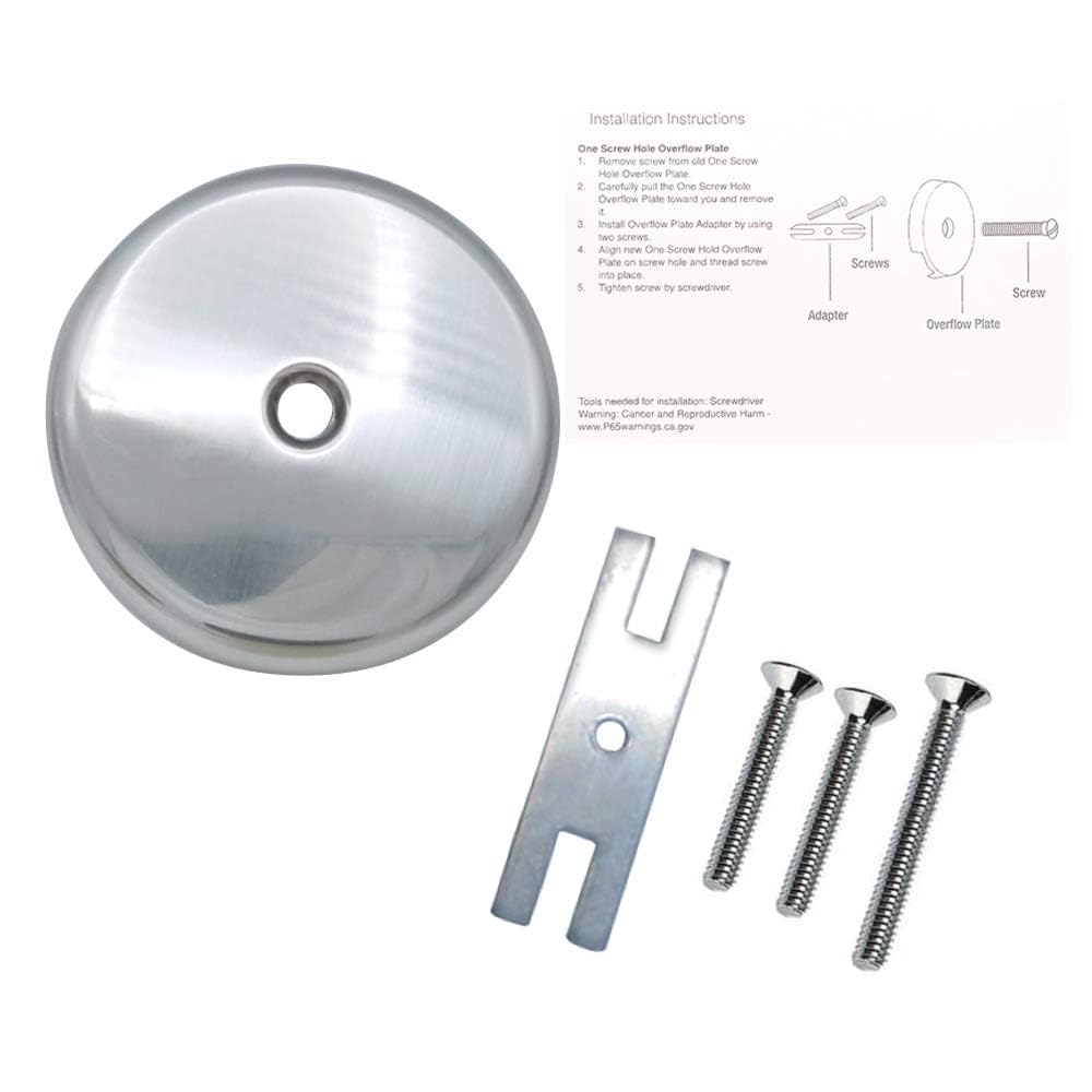 Photo 1 of Gold-Hao-The-Bathroom Single Hole Bathtub Drain Overflow Plate/Tub Overflow Drain Ccover with Three Matching Screws/Bathtub Overflow Drain Cover Includes an Adapter (Chrome)