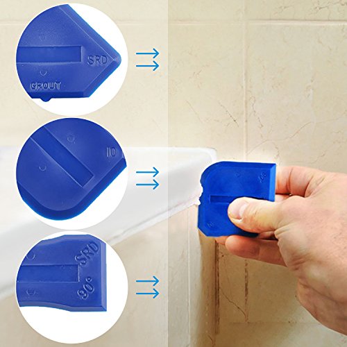 5 Pieces Caulking Tool Kit, GUSTYLE 3 in 1 Silicone Sealant Replace & Removal Tool with 4 Pieces of Sealant Tool Kit for All Bathroom Kitchen Room and Frames Sealant Seals - Thumbnail 6