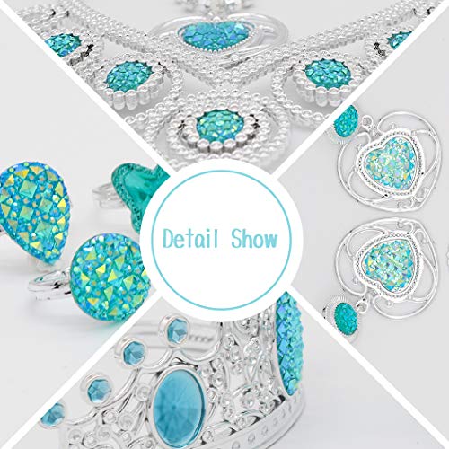 Tagitary Princess Dress Up Jewelry Dress-up Play Toy Set for Girls Jewelry with Crowns, Necklaces, Wands, Rings, Earrings Bracelets and Blue Skirt, 21 Pcs - Thumbnail 2
