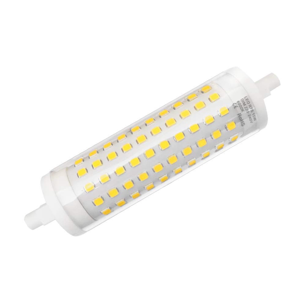 YAKAiYAL 15W R7s LED Light Bulb Dimmable 118MM Tubular Lamp Cold White 6000K 220V J118 Linear Ceramic Bulb Double-Ended 1-Pack MEHRWEG — image 1