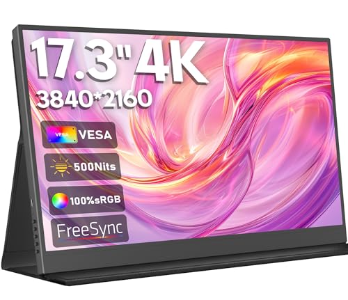 HONGO 17,3‑Zoll 4K Mobiler Monitor, 3840x2160 Tragbarer Laptop‑Bildschirm