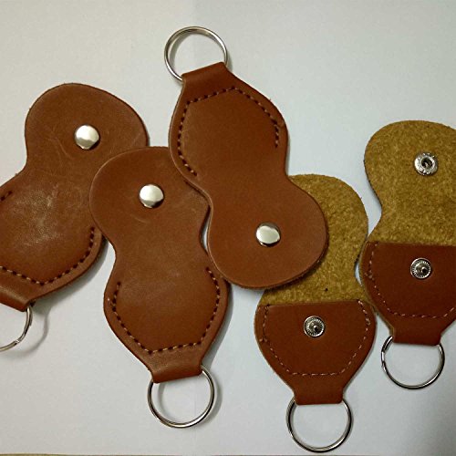 Guitar Picks Holder Case Genuine Leather Guitarra Plectrum Case Bag Keychain Shape Brown by Elrido