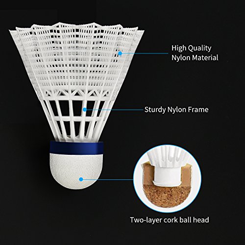 WHIZZ Badminton Birdies Nylon Shuttlecocks, Tube of 6 (White)