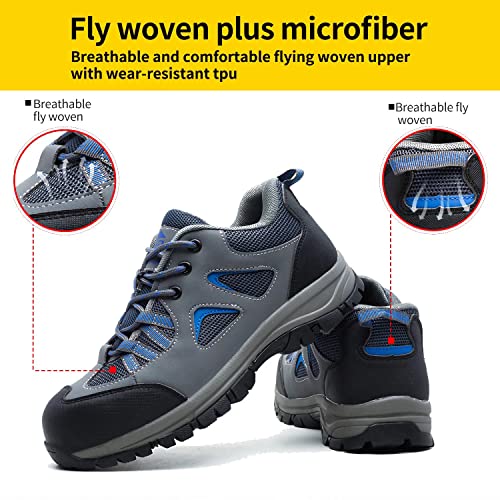 ISOOUS Safety Shoes Men Women Lightweight Work Shoes Steel Toe Breathable Safety Footwear