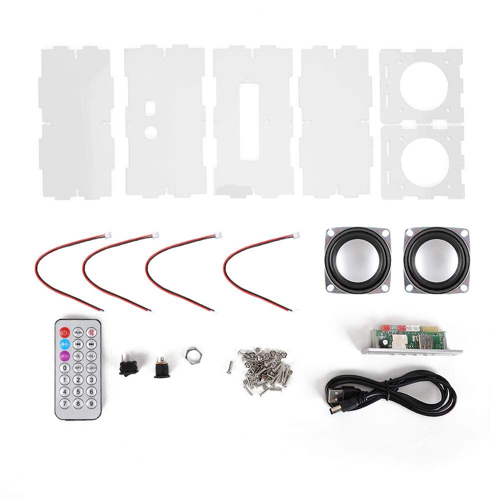 Denash Bluetooth Speaker DIY Kit, MP3 Music Pack Stereo Sound 3W Mini Power Amplifier Amp with Remote Control(Transparent)