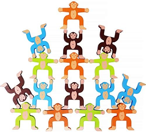 Saiyanshi Wooden Stacking Games Monkeys Interlock Toys Balancing Blocks Educational Games for Kids