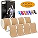 Laneco Kinesiology Tape(19.7ft Uncut Per Roll, 4 Pack), Latex Free Physio Tape, Breathable, Water Resistant Sports Tape for Muscles & Joints, Pain Relief and Injury Recovery, Free Taping Guide