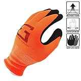 Better Grip Ultra-Thin BGSO1-9 Nylon Sandy Latex Coated Work Gloves, 4 Pairs/ Pack (Large, Hi-Vis Orange)