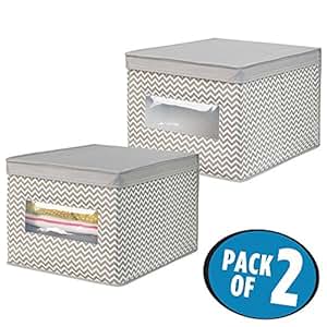 mDesign Juego de 2 cajas organizadoras de tela de polipropileno