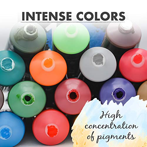 Zenacolor ⭐ Acrylic Paint Set, 12 Tubes of 4 Oz / 120mL, 12 Acrylic Paints for Painting Canvas with Paint Brushes, Wood, Arts and Crafts, Fabric, Painting Supplies for Adults and Children