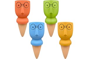 DLOCVN Terracotta Watering Stakes Large Head 4-Pack - Eco-Friendly Indoor/Outdoor Automatic Plant Hydration System, Delightful Slow Release Watering for Time-Saving Care